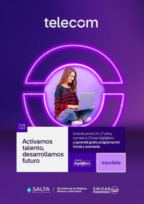Telecom invita a niñas y adolescentes salteñas a formarse en habilidades digitales